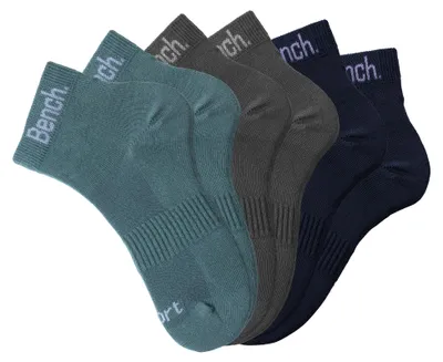 Produktbild von Bench Sportsocken Damen und Herrensportsocken, druckfreier Bund 6 -teilig 2x dunkel mint, 2x grau, 2x marine Größe 35/38