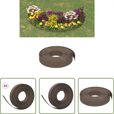 Image de The Living Store Bordure de pelouse 5 pcs. marron 10 m 10 cm polythène