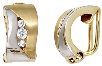 Produktbild von Ohrclips Clips Ohrschmuck mit Zirkonia 333 Gold Gelbgold teilrhodiniert Damen