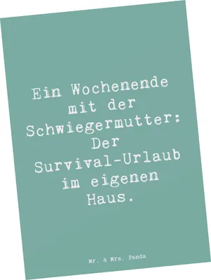 Produktbild von Mr. & Mrs. Panda Grußkarte Spruch Schwiegermutter Abenteuer - Meeresbrise - Geschenk, Familie, Kunstkarten, Schwiegereltern, Humor, Postkarte, Beziehung, Fotokarte, Liebe