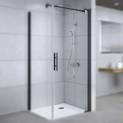 Produktbild von Drehtür für Seitenwand Breuer Europa Design 100 cm Anschlag rechts Klarglas Profilfarbe schwarz
