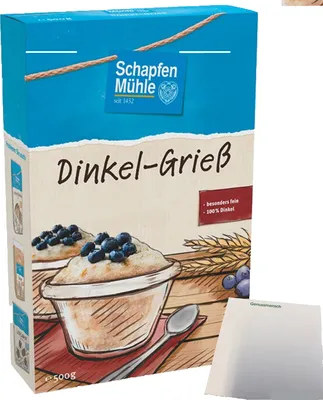 Produktbild von Schapfenmühle Dinkel Grieß (500g Packung) + usy Block