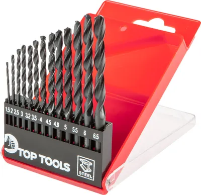 Zdjęcie produktu dla Top Tools Wiertła do metalu HSS, 1.5-6.5 mm, zestaw 13 szt.
