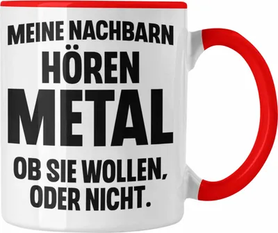 Produktbild von Trendation - Heavy Metal Geschenke Rockmusik Geschenk Tasse Lustig Deko (Rot)