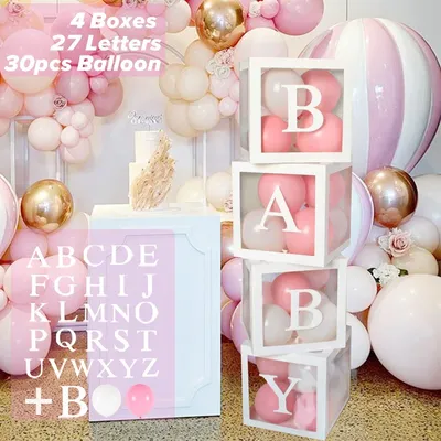 Image de Omgoods - Boîtes de décoration pour baby shower, avec lettres et ballons