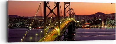 Produktbild von Bild auf Leinwand - Leinwandbild - Brücke Fluss Landschaft - 90x30cm - Wand Bild - Wanddeko - Leinwanddruck - Bilder - Kunstdruck - Wanddekoration - Leinwand bilder - Wandkunst - AB90x30-0120