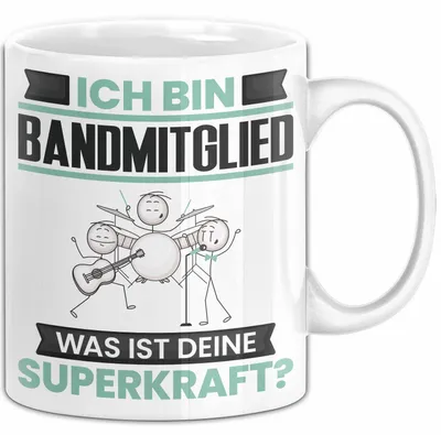 Produktbild von Bandmitglied Tasse Geschenk für Bandmitglied Geburtstag Lustiger Spruch Kaffee-Becher Was Ist Deine Superkraft (Weiß)
