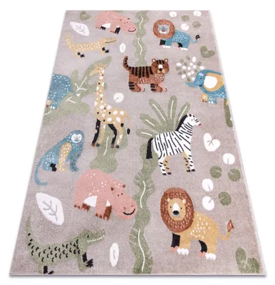 Image de Tapis FUN Africa pour enfants, animaux, Afrique beige multicolore 140x190 cm