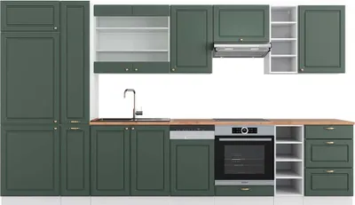 Obrázek produktu pro Kuchyňský kout Vicco Fame-Line Zeleno-zlatý venkovský dům/bílá 355 cm , PD Dub, Model 49297