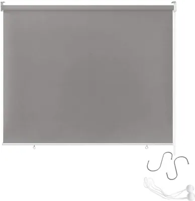 Produktbild von YUENFONG Außenrollo Balkon Outdoor Rollo Wetterfest 180 x 140 cm Sonnenschutz Balkonrollo UV Schutz, Reflektierende Thermofunktion （Grau）