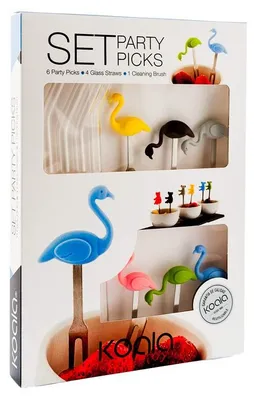 6 Cocktailstrohhalme & Spießchen, Edelstahl, Silikon, inkl. Reinigungsbürste