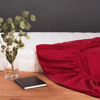Produktbild von Blumtal Basics Spannbettlaken 200x220 cm Jersey - Bettbezug 200x220 cm aus 100% Baumwolle - Spannbetttuch 200x220cm - Spannbettlaken 200x220 Baumwolle - Bettbezug - Rot