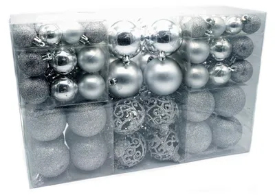 Image de Boules d'arbre de Noël, set de 100 décorations d'arbre Boules d'arbre de Noël , couleur:argent