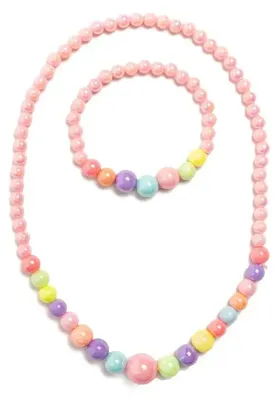 Produktbild von Kinder Schmuck Set Pastell – Kette und Armband mit Perlmuttoptik