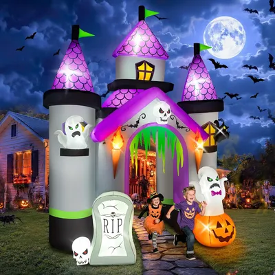 Obrázok produktu pre 12-stopový nafukovací hradový oblúk na Halloween – vonkajšia dekorácia – obrovský nafukovací hradový oblúk