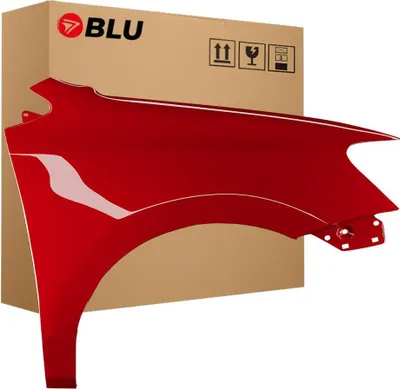Zdjęcie produktu dla BLU Błotnik Premium pasujący do VW Volkswagen Polo 6R1 LA3X Prawy czerwony Sunset Rot | 2009-2017 | Przedni Przód | Lakierowany | Gotowy do montażu | Ocynk