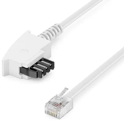 Produktbild von deleyCON 6m Telefonkabel TAE-F Stecker auf RJ11 Stecker 6P4C - Weiß