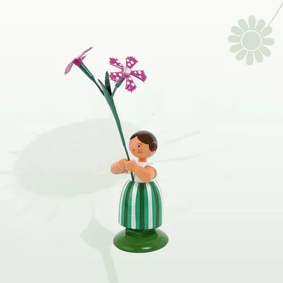Produktbild von Miniaturfigur Blumenmädchen mit Wiesennelke Höhe 12cm NEU