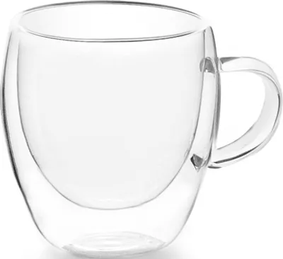 Immagine prodotto di Set di due tazze a doppia parete Ibili-KitchenAids, vetro borosilicato, 7x8 cm, 150 ml, trasparenti