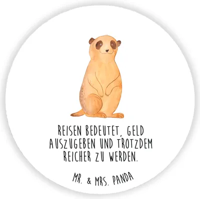 Produktbild von Mr. & Mrs. Panda magnet Erdmännchen - Weiß - Geschenk, pinnwand, Afrika, Magnetpin, Runder, Roadtrip, Spruch, Kühlschrankmagnet, Reisen, für kühlschrank, Traveling