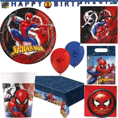 Produktbild von Spiderman Partyset Kindergeburtstag Party Deko Set Geburtstag