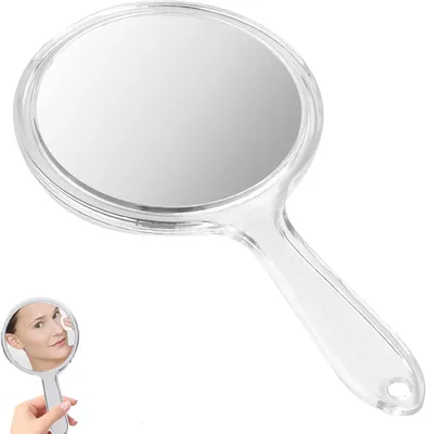 Produktbild von 3 Stück Handspiegel mit Griff, Doppelseitiger Handspiegel, Vergrößerung Spiegel, Schminkspiegel, Mehrzweck Spiegel Runde Form, für Damen Tägliche Make-up, mit 1 Kamm