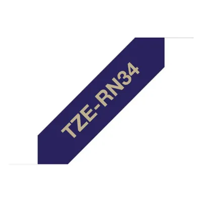 Produktbild von Brother TZE-RN34 Etiketten erstellendes Band Gold auf Marineblau