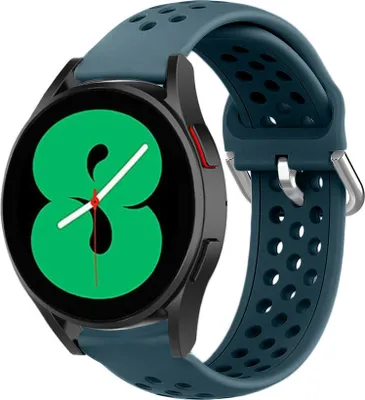 Produktbild von Strap-it Samsung Galaxy Watch 4 - 44mm Silikonarmband mit Löchern (Felsengrün)