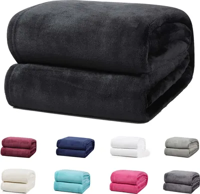 Produktbild von Kuscheldecke 220x240 cm Schwarz 1385 Gr Wohndecke Fleecedecke Sofadecke Flauschige Winter Decke