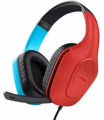 Productafbeelding van Trust Gaming GXT 416S Zirox Gaming Headset voor Nintendo Switch, met 50 mm drivers, over-ear ontwerp, blauw/rood
