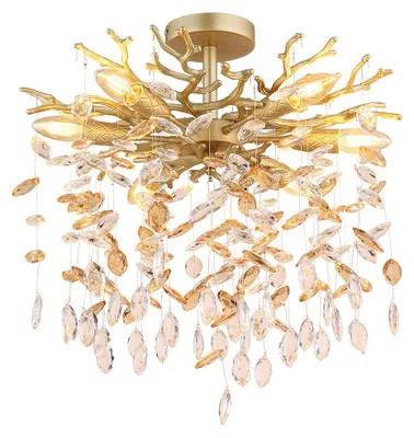 Produktbild von LED Deckenleuchte QUEENA, Metall, gold matt, amber, 6-flammig, Ø 50 cm
