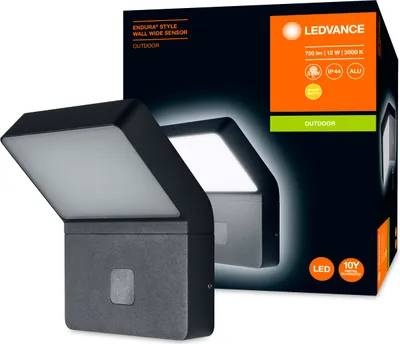 Image de LEDVANCE Applique murale et plafonnier à LED, luminaire pour applications extérieures, blanc chaud, capteur de lumière du jour et de mouvement intégré, Endura Style Wall Wide Sensor