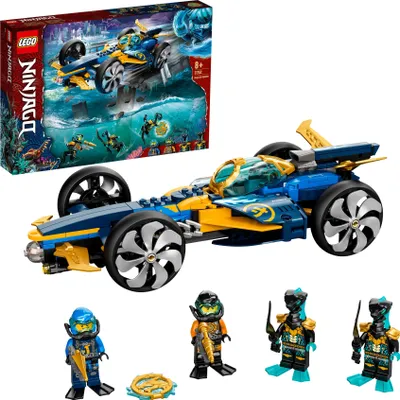 Produktbild von LEGO 71752 NINJAGO Ninja-Unterwasserspeeder, U-Boot Spielzeug, Set mit 4 Ninja Mini-Figuren