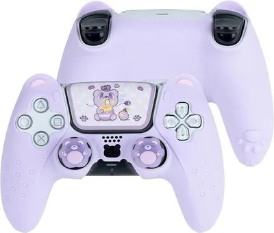 Produktbild von Famanu Controller Skin-Set mit Daumengriffdoppen und Sticker - Lila