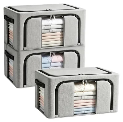 Aufbewahrungsboxen 3er Set, 24 L, faltbar, wasserdicht, grau