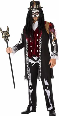 Produktbild von Kostým Voodoo pre mužov Halloween kostým pre mužov čierna a biela