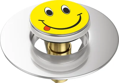 Produktbild von SANILO® Pop-Up Waschbeckenstöpsel, universal Pop Up Abflussstopfen mit Motiv - Smiley