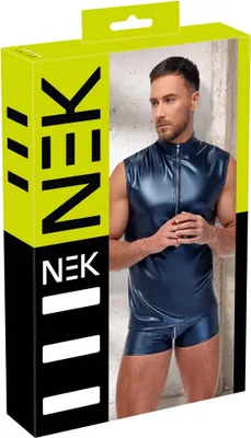 Immagine prodotto di NEK - Camicia da uomo senza maniche sexy blu metallizzata XL