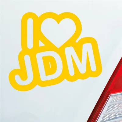 Produktbild von Auto Aufkleber I Love JDM Liebe Tuning 12x10 cm Gelb Sticker Heckscheibenaufkleber