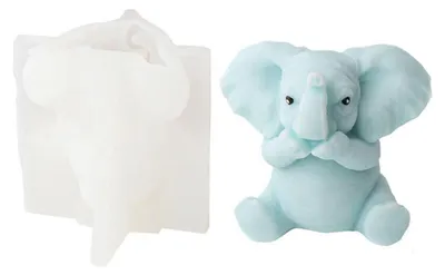 Image de Moule en silicone en forme d'éléphant 3D, idéal pour la fabrication de bougies, de savons, de gâteaux, de décorations pour gâteaux, de chocolats, de bougies en cire de soja et pour l'artisanat