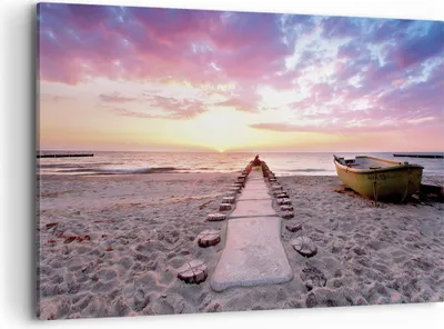 Produktbild von Bild auf Leinwand - Leinwandbild - Einteilig - Boot Strand Himmel - 120x80cm - Wand Bild - Wanddeko - Wandbilder - Leinwanddruck - Bilder - Wanddekoration - Leinwand bilder - Wandbild - AA120x80-5064