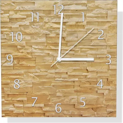 Produktbild von Wallario Design Wanduhr Steinwand gelb-orange aus Aluverbund, Größe 30 x 30 cm