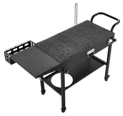 Produktbild von Grillwagen Outdoor 787x432 mm (Tischplattengröße), Klappbarer Grilltisch mit Taschentuchhalter & Haken & Rädern & Seitentisch, Grillvorbereitungstisch Servierwagen für Picknick Küche Garten