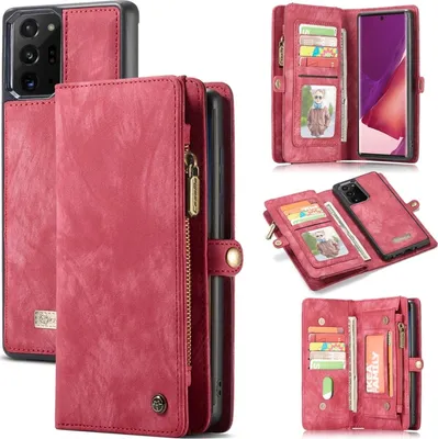 Produktbild von CaseMe 008 2-in-1 Klapphülle für Samsung Galaxy Note 20 Ultra - 8 Kartenfächer Kunstleder Rot