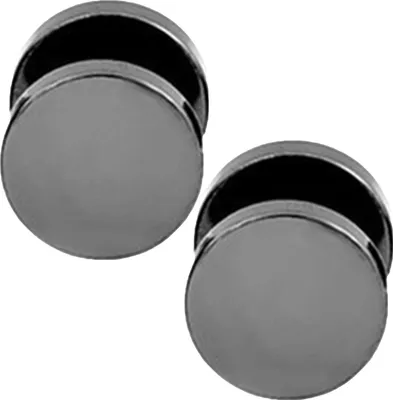 Produktbild von Männer Cool Punk Runde Schwarz Edelstahl Ohrstecker Piercing Ohrringe 3mm - 14mm-Schwarz,10mm
