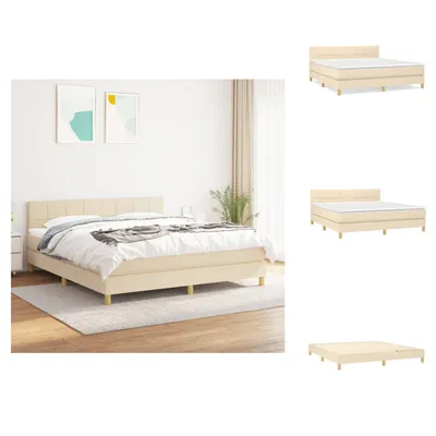Produktbild von vidaXL Boxspringbett mit Matratze Creme 160x200 cm Stoff -  Betten & Bettgestelle