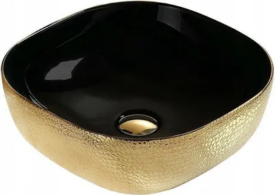 Produktbild von Waschbecken Waschplatz Aufsatzwaschen Waschtisch Schwarz Gold Antik 42,5x42,5