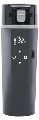 Obrázek produktu pro Ohřívací hrnek do auta - Elektrický cestovní hrnek - 12V DC - 500 ml - Nerezová ocel - Černý