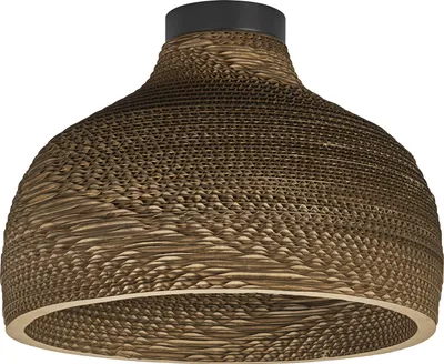 Zdjęcie produktu dla OSRAM Decor Cardboard Hat brązowa lampa sufitowa wykonana z tektury falistej, lekka, E27, średnica 360 mm, klosz wykonany z materiału pochodzącego z recyklingu, ekologiczna dzięki wymiennemu źródłu światła, łatwy montaż
