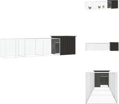 Produktbild von vidaXL Hühnerkäfig Anthrazit 400x91x100 cm Verzinkter Stahl - Lebensräume & Gehege für Kleintiere